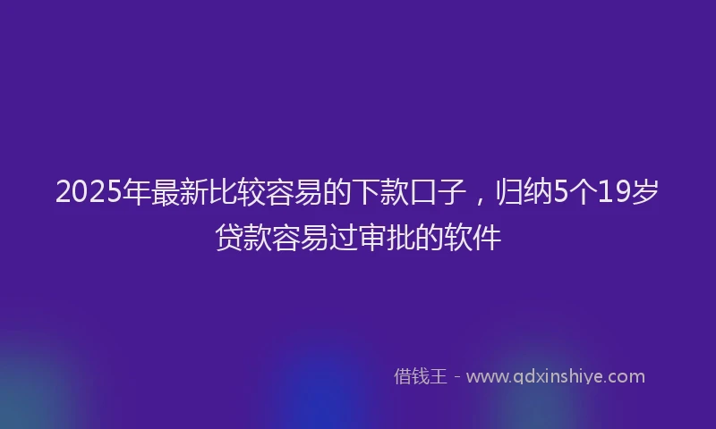 2025年最新比较容易的下款口子，归纳5个19岁贷款容易过审批的软件
