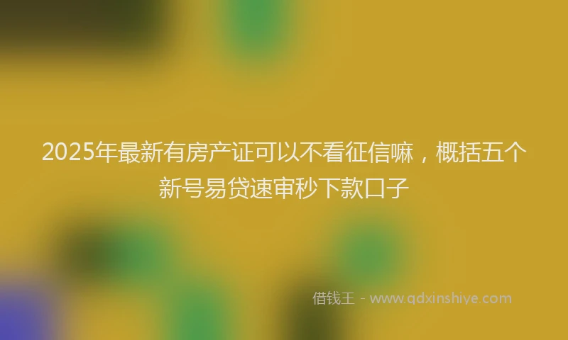 2025年最新有房产证可以不看征信嘛，概括五个新号易贷速审秒下款口子