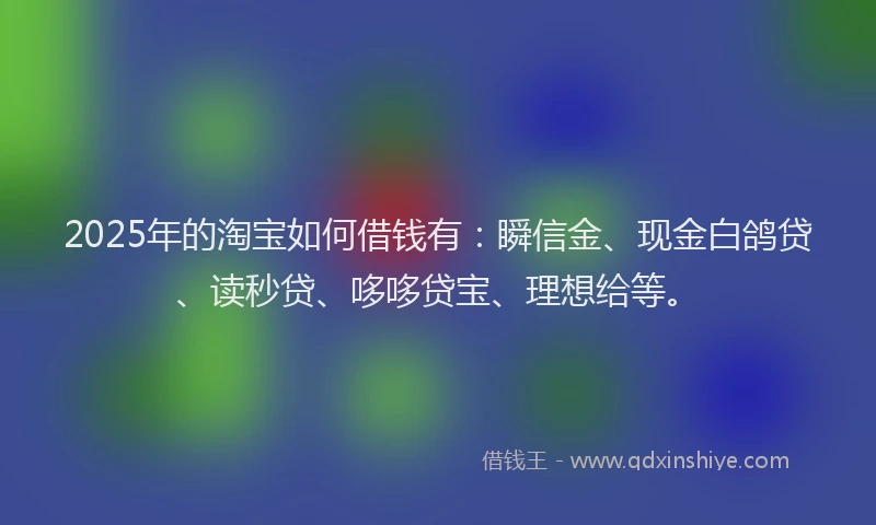 2025年的淘宝如何借钱有：瞬信金、现金白鸽贷、读秒贷、哆哆贷宝、理想给等。
