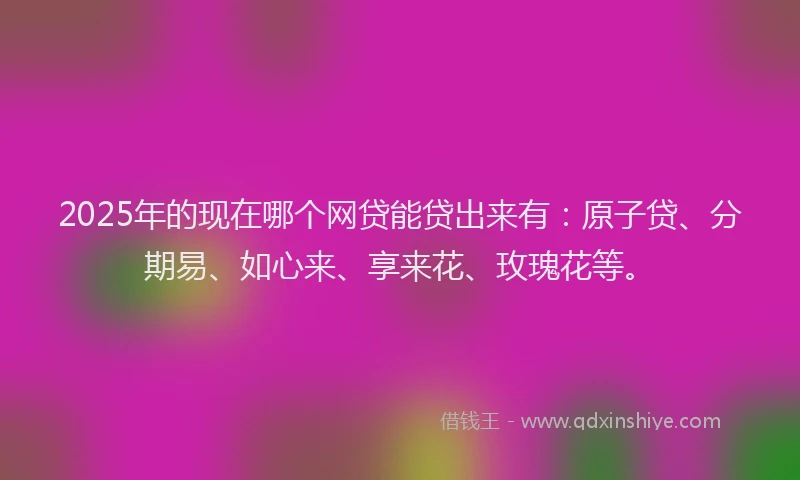 2025年的现在哪个网贷能贷出来有：原子贷、分期易、如心来、享来花、玫瑰花等。