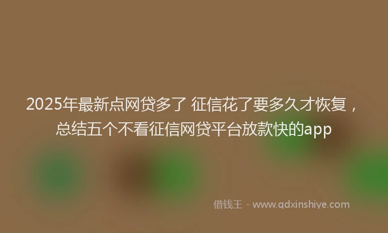 2025年最新点网贷多了 征信花了要多久才恢复，总结五个不看征信网贷平台放款快的app