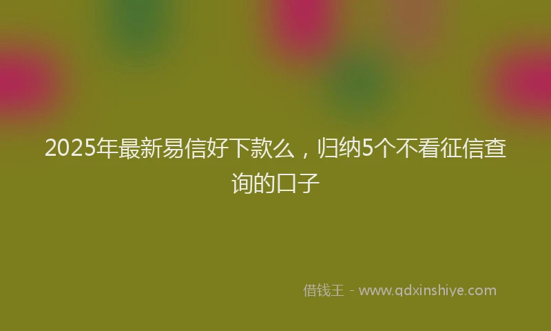 2025年最新易信好下款么，归纳5个不看征信查询的口子