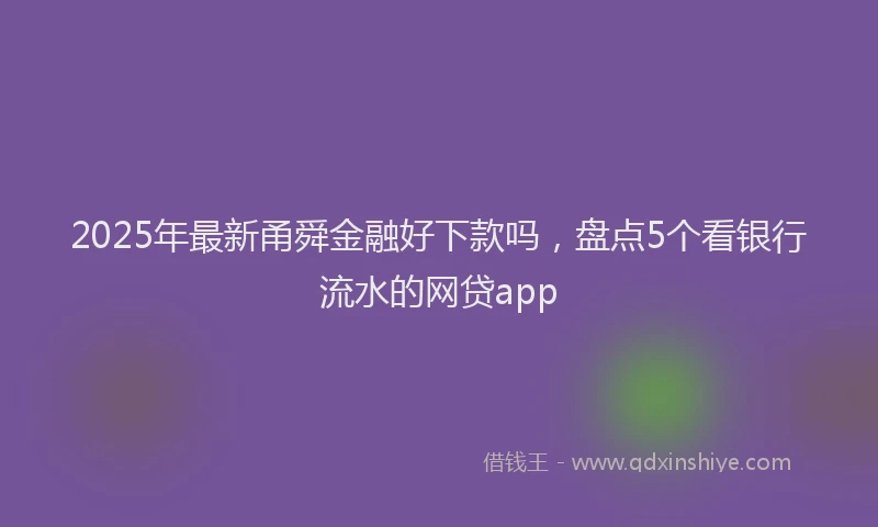 2025年最新甬舜金融好下款吗，盘点5个看银行流水的网贷app