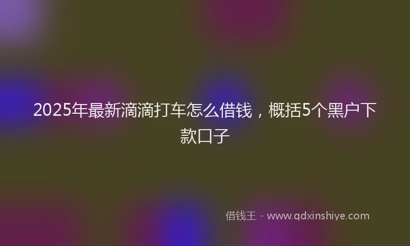 2025年最新滴滴打车怎么借钱，概括5个黑户下款口子