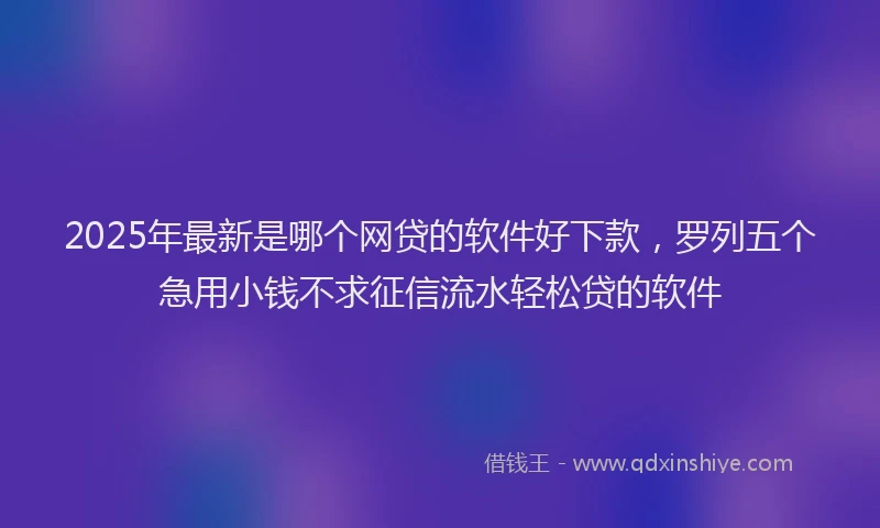 2025年最新是哪个网贷的软件好下款，罗列五个急用小钱不求征信流水轻松贷的软件