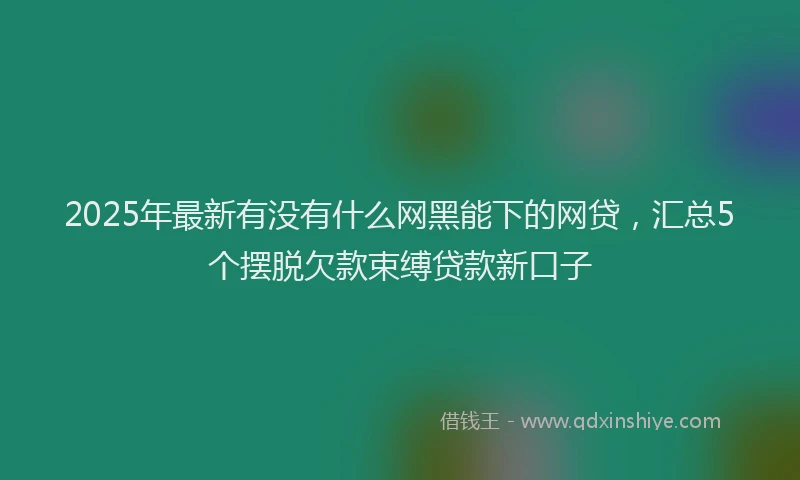 2025年最新有没有什么网黑能下的网贷，汇总5个摆脱欠款束缚贷款新口子