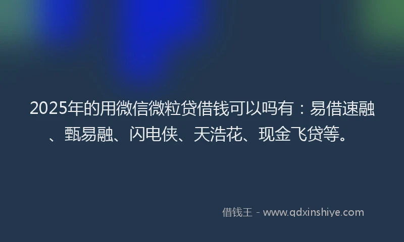 2025年的用微信微粒贷借钱可以吗有：易借速融、甄易融、闪电侠、天浩花、现金飞贷等。