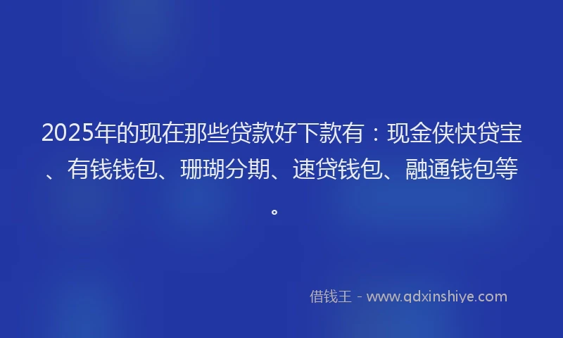 2025年的现在那些贷款好下款有：现金侠快贷宝、有钱钱包、珊瑚分期、速贷钱包、融通钱包等。