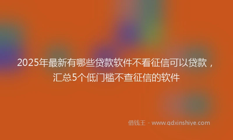 2025年最新有哪些贷款软件不看征信可以贷款，汇总5个低门槛不查征信的软件