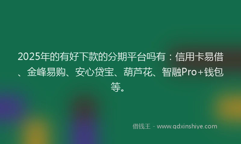 2025年的有好下款的分期平台吗有：信用卡易借、金峰易购、安心贷宝、葫芦花、智融Pro+钱包等。
