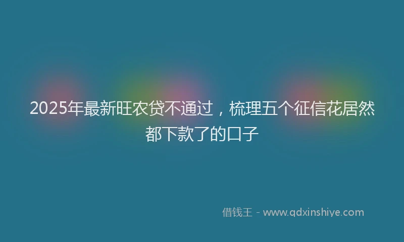 2025年最新旺农贷不通过，梳理五个征信花居然都下款了的口子