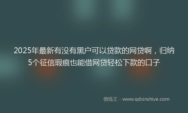 2025年最新有没有黑户可以贷款的网贷啊，归纳5个征信瑕疵也能借网贷轻松下款的口子