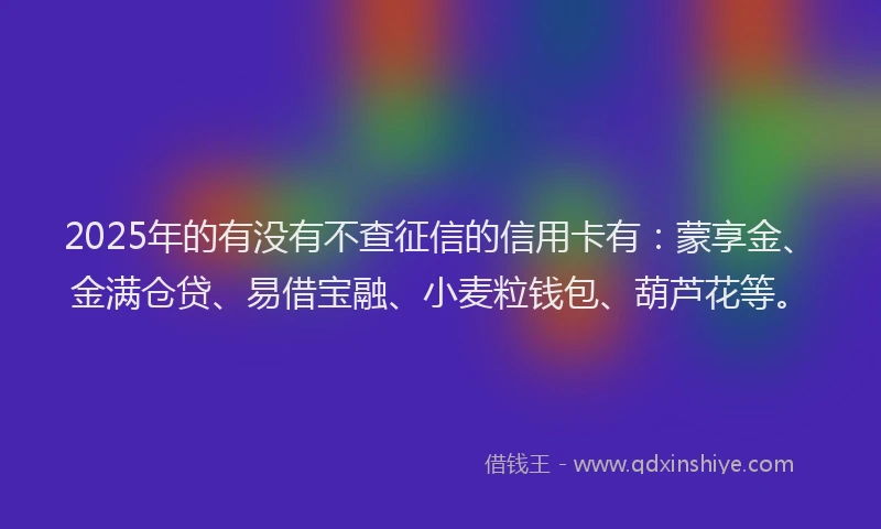 2025年的有没有不查征信的信用卡有：蒙享金、金满仓贷、易借宝融、小麦粒钱包、葫芦花等。