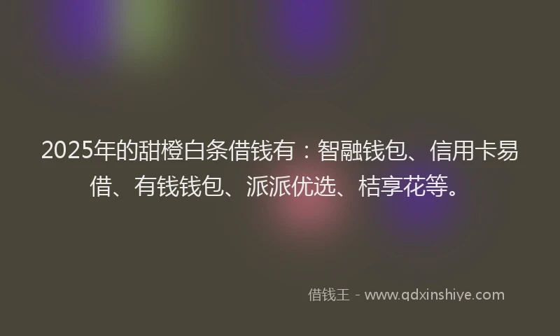 2025年的甜橙白条借钱有：智融钱包、信用卡易借、有钱钱包、派派优选、桔享花等。