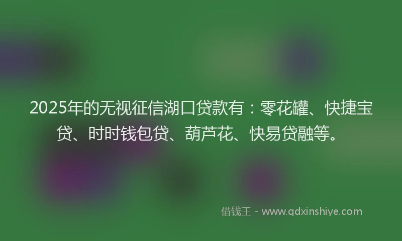 2025年的无视征信湖口贷款有：零花罐、快捷宝贷、时时钱包贷、葫芦花、快易贷融等。