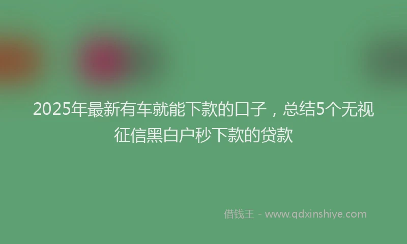 2025年最新有车就能下款的口子，总结5个无视征信黑白户秒下款的贷款