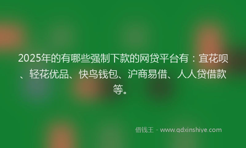 2025年的有哪些强制下款的网贷平台有：宜花呗、轻花优品、快鸟钱包、沪商易借、人人贷借款等。