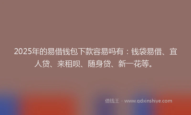 2025年的易借钱包下款容易吗有：钱袋易借、宜人贷、来租呗、随身贷、新一花等。