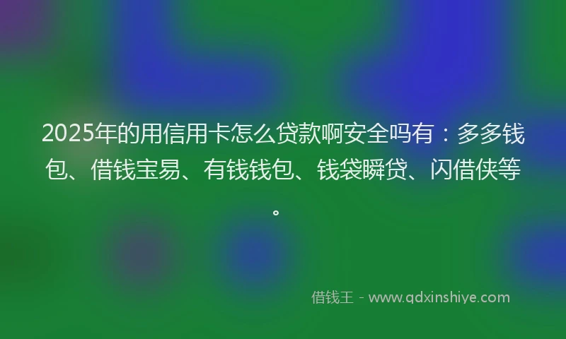 2025年的用信用卡怎么贷款啊安全吗有：多多钱包、借钱宝易、有钱钱包、钱袋瞬贷、闪借侠等。