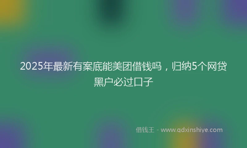 2025年最新有案底能美团借钱吗，归纳5个网贷黑户必过口子