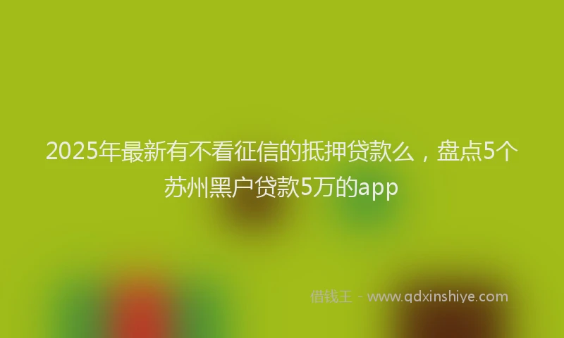 2025年最新有不看征信的抵押贷款么，盘点5个苏州黑户贷款5万的app