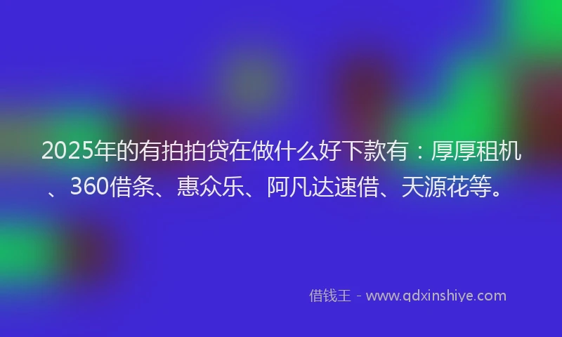 2025年的有拍拍贷在做什么好下款有：厚厚租机、360借条、惠众乐、阿凡达速借、天源花等。