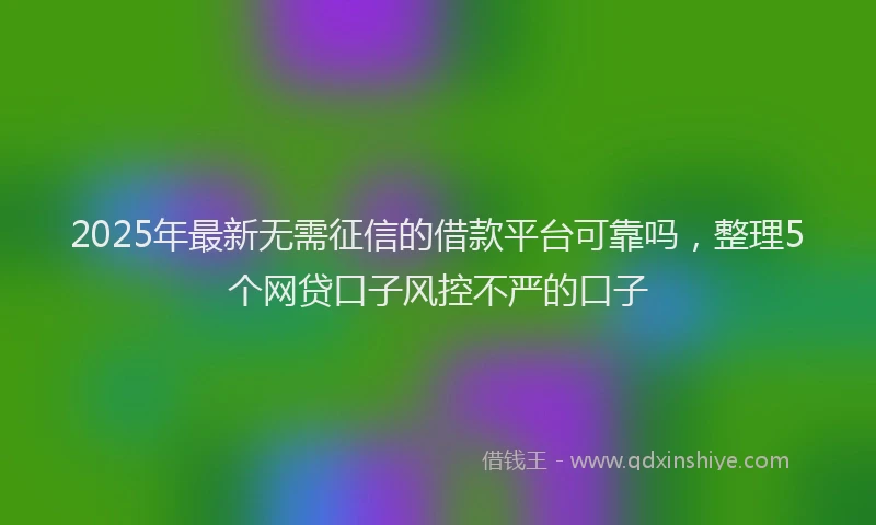 2025年最新无需征信的借款平台可靠吗，整理5个网贷口子风控不严的口子