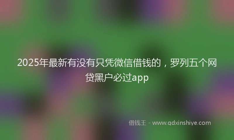 2025年最新有没有只凭微信借钱的，罗列五个网贷黑户必过app