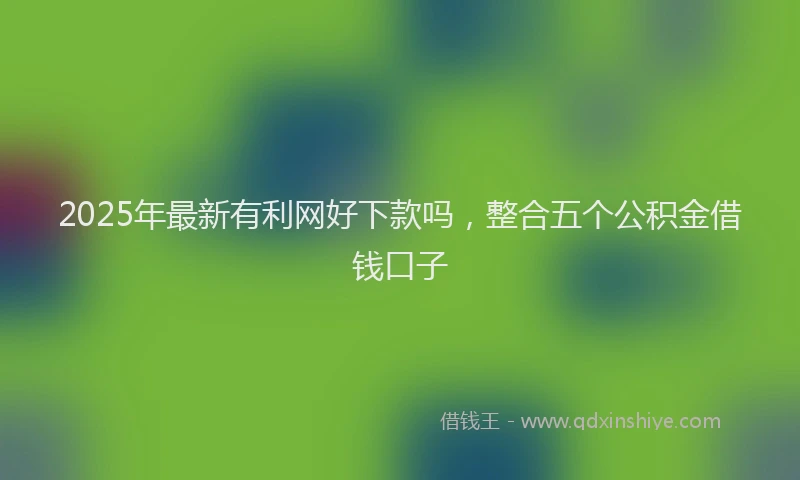 2025年最新有利网好下款吗，整合五个公积金借钱口子