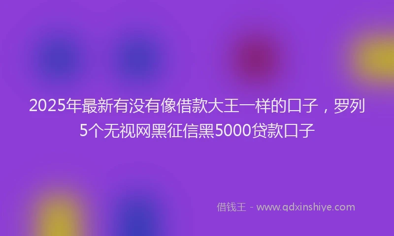 2025年最新有没有像借款大王一样的口子，罗列5个无视网黑征信黑5000贷款口子
