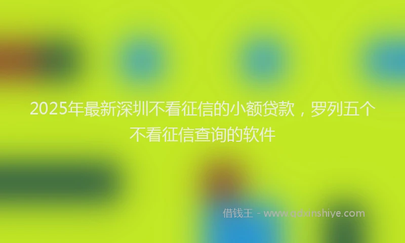 2025年最新深圳不看征信的小额贷款，罗列五个不看征信查询的软件