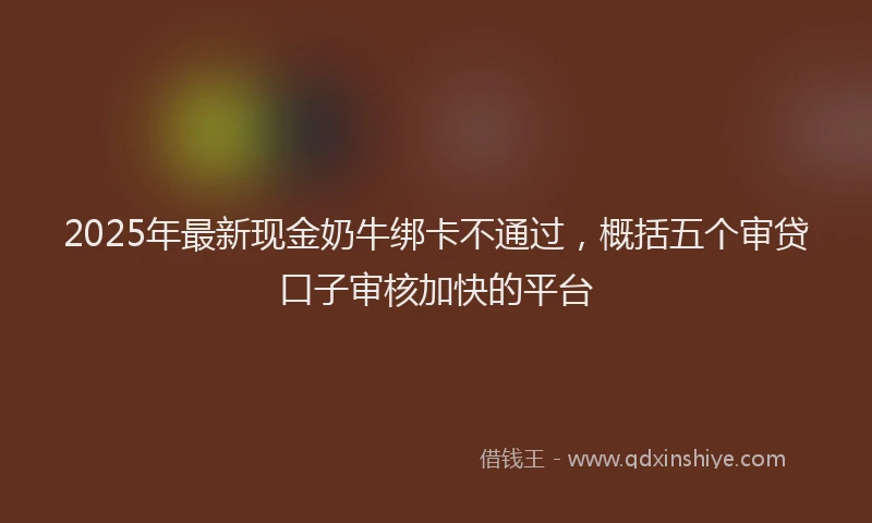 2025年最新现金奶牛绑卡不通过，概括五个审贷口子审核加快的平台