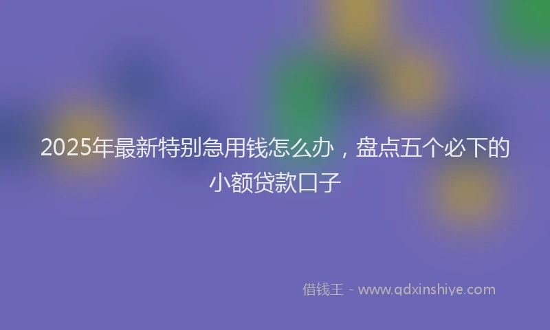 2025年最新特别急用钱怎么办，盘点五个必下的小额贷款口子