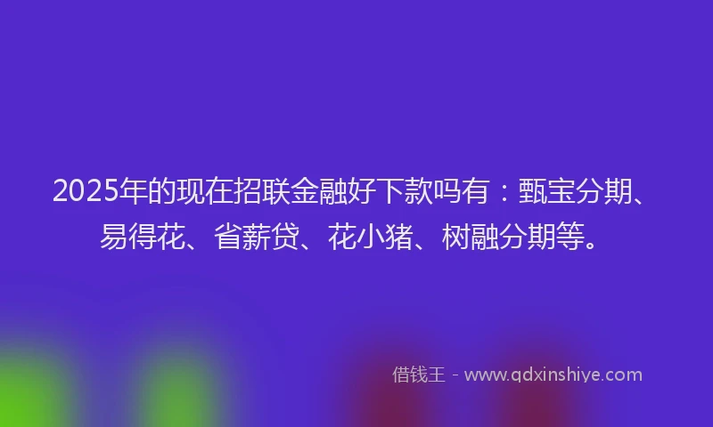 2025年的现在招联金融好下款吗有：甄宝分期、易得花、省薪贷、花小猪、树融分期等。