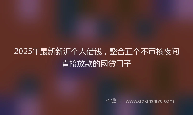 2025年最新新沂个人借钱，整合五个不审核夜间直接放款的网贷口子