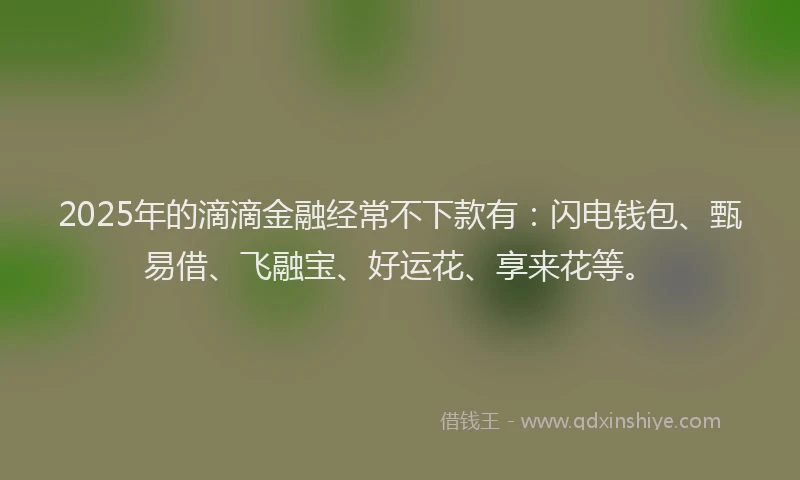 2025年的滴滴金融经常不下款有：闪电钱包、甄易借、飞融宝、好运花、享来花等。
