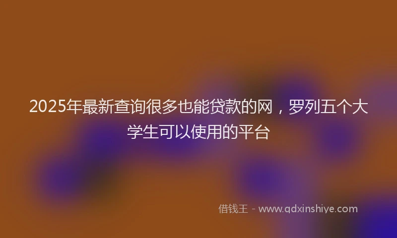 2025年最新查询很多也能贷款的网，罗列五个大学生可以使用的平台
