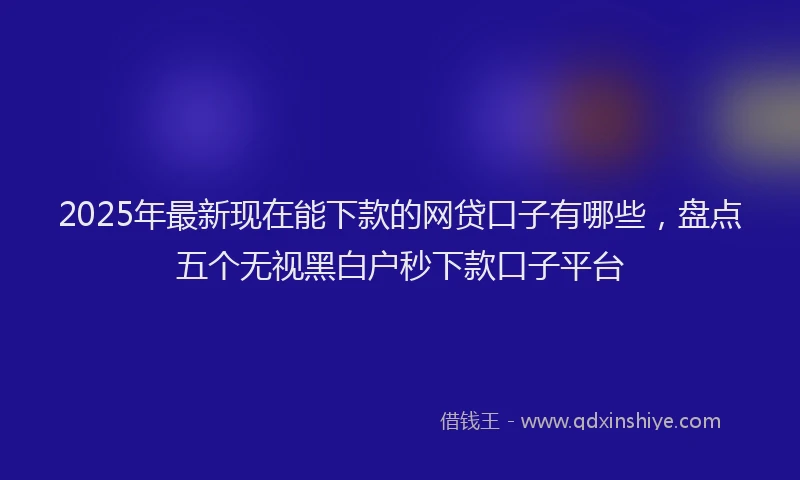 2025年最新现在能下款的网贷口子有哪些，盘点五个无视黑白户秒下款口子平台