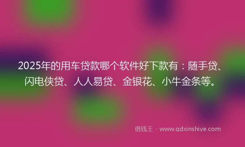 2025年的用车贷款哪个软件好下款有：随手贷、闪电侠贷、人人易贷、金银花、小牛金条等。