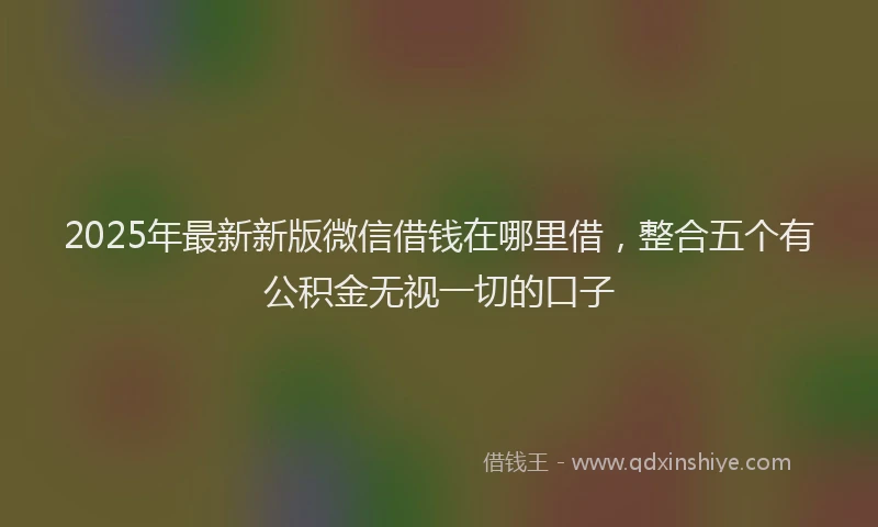 2025年最新新版微信借钱在哪里借，整合五个有公积金无视一切的口子