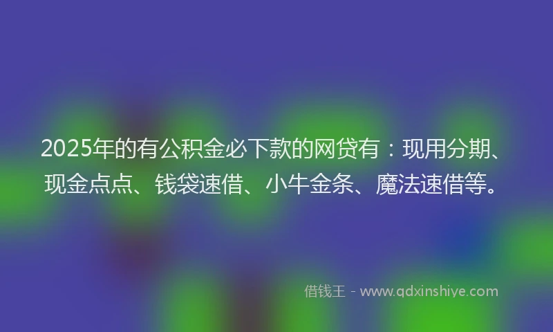 2025年的有公积金必下款的网贷有：现用分期、现金点点、钱袋速借、小牛金条、魔法速借等。