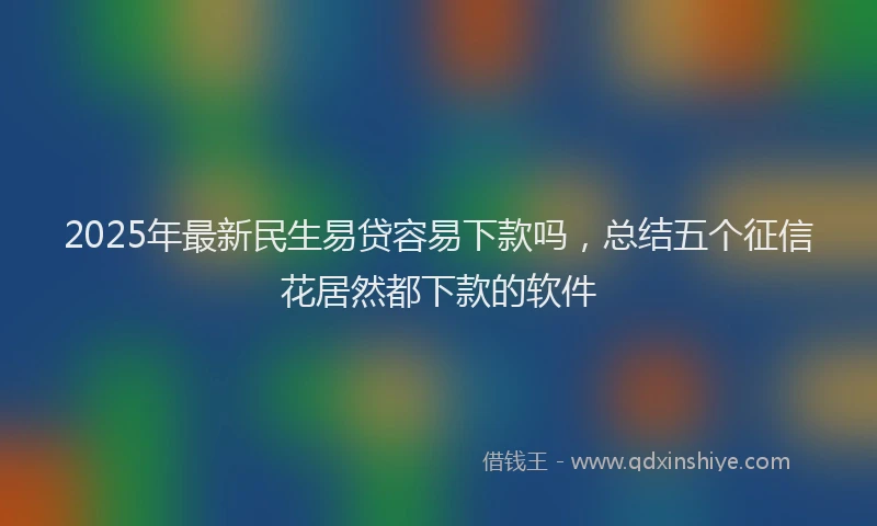 2025年最新民生易贷容易下款吗，总结五个征信花居然都下款的软件