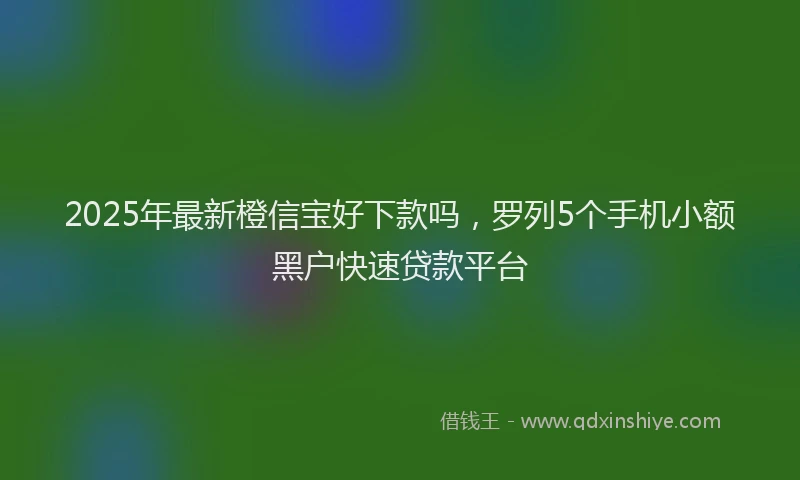 2025年最新橙信宝好下款吗，罗列5个手机小额黑户快速贷款平台
