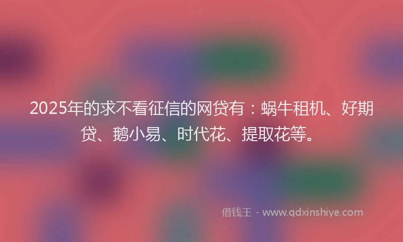 2025年的求不看征信的网贷有：蜗牛租机、好期贷、鹅小易、时代花、提取花等。