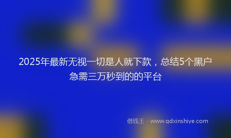 2025年最新无视一切是人就下款，总结5个黑户急需三万秒到的的平台