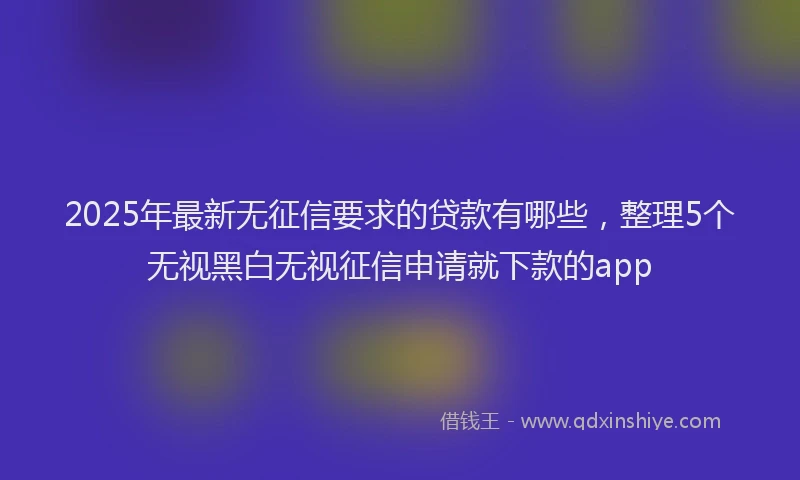 2025年最新无征信要求的贷款有哪些，整理5个无视黑白无视征信申请就下款的app