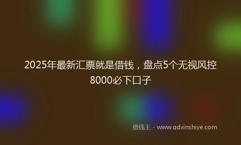 2025年最新汇票就是借钱，盘点5个无视风控8000必下口子