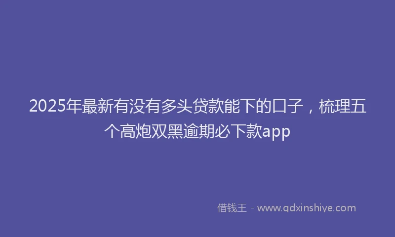 2025年最新有没有多头贷款能下的口子，梳理五个高炮双黑逾期必下款app