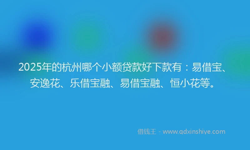 2025年的杭州哪个小额贷款好下款有：易借宝、安逸花、乐借宝融、易借宝融、恒小花等。