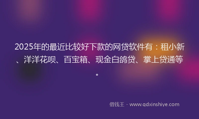 2025年的最近比较好下款的网贷软件有：租小新、洋洋花呗、百宝箱、现金白鸽贷、掌上贷通等。